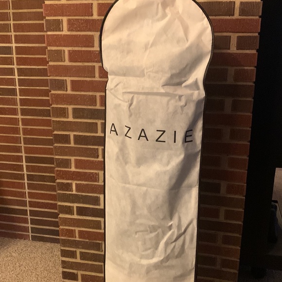 NWT Azazie Sz A10 Navy Dress W Sheer Jacket- Jeweled Pin and Zipper Garment Bag - Picture 12 of 14